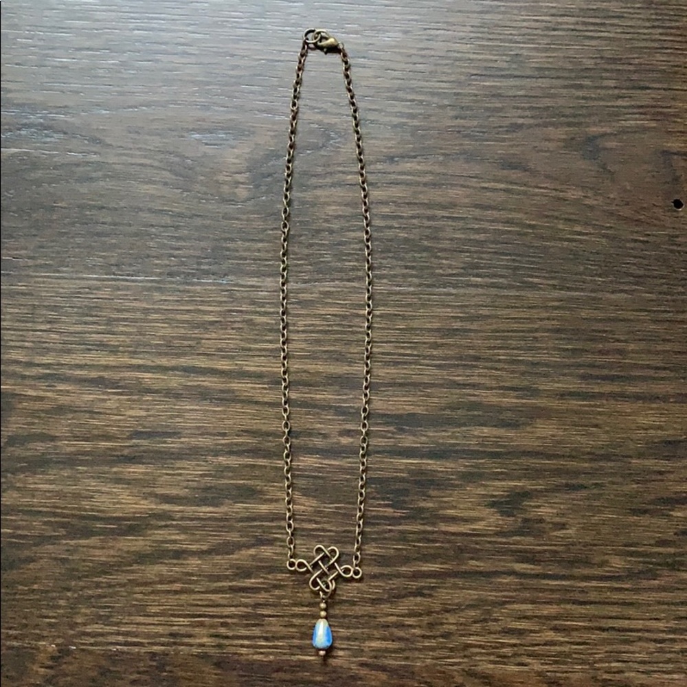 Bronze with Blue Pendant Necklace